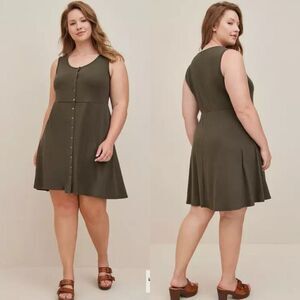 Torrid Green Mini Jersey Snap-Front Dress 5X